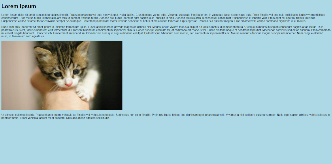 A basic webpage on a large screen