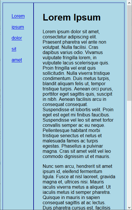 The same page on a phone-sized screen